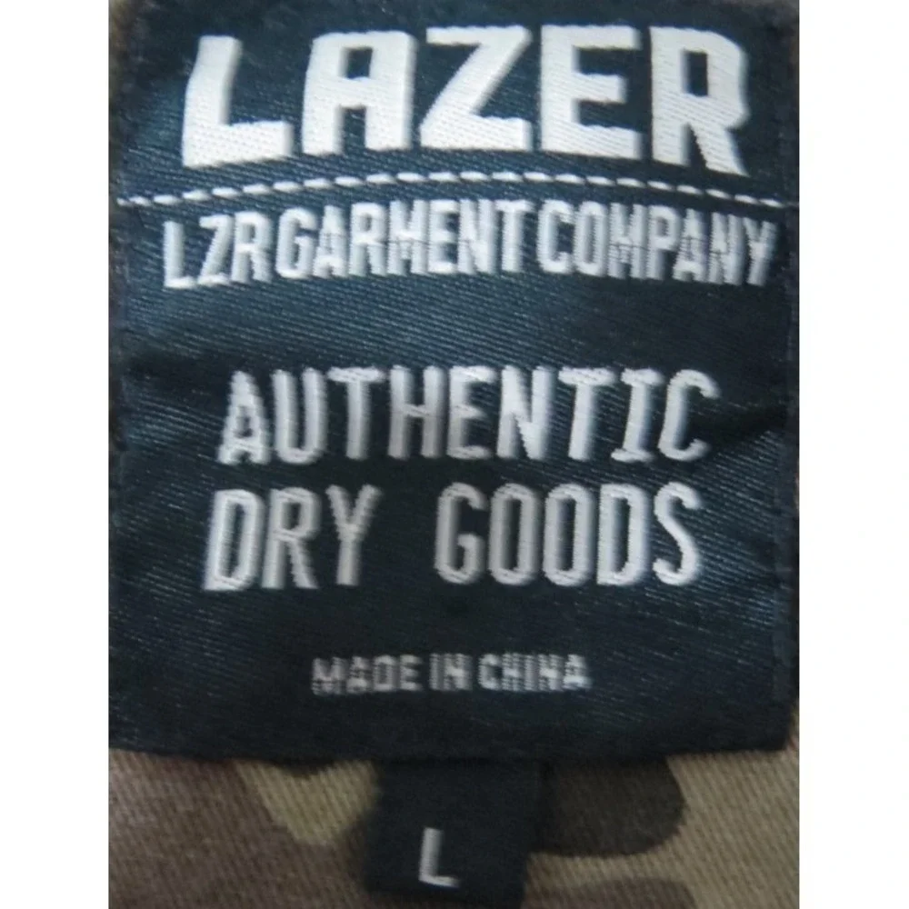 Lazer Men L Camo Military Utility Shirt Jacket Embroidered Wings Patch Shacket